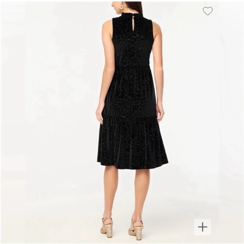 J. Crew Elegant Black Velvet Midi Dress